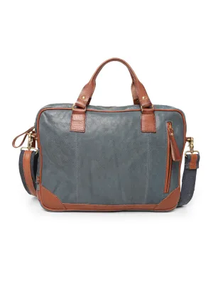 Art N Vintage Winger :  Real Leather Navy With Cognac Color Laptop Bag