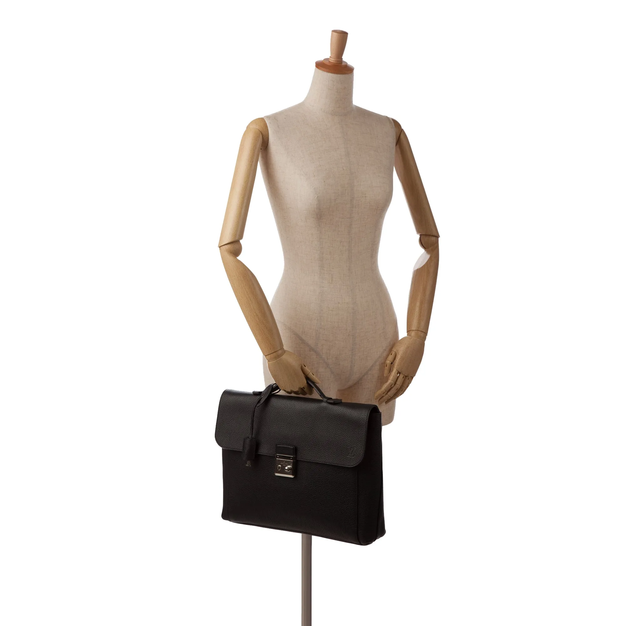 Black Louis Vuitton Taurillon Serviette Dorian Briefcase Business Bag
