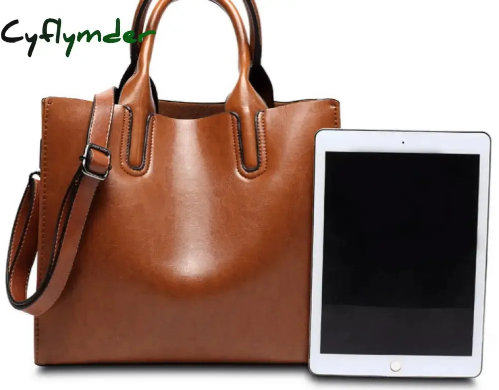 Cyflymder Women Leather Bags Famous Brands Handbag Casual Female Bag Trunk Tote Ladies Shoulder Bag Large Messenger Bag  Large Capacity