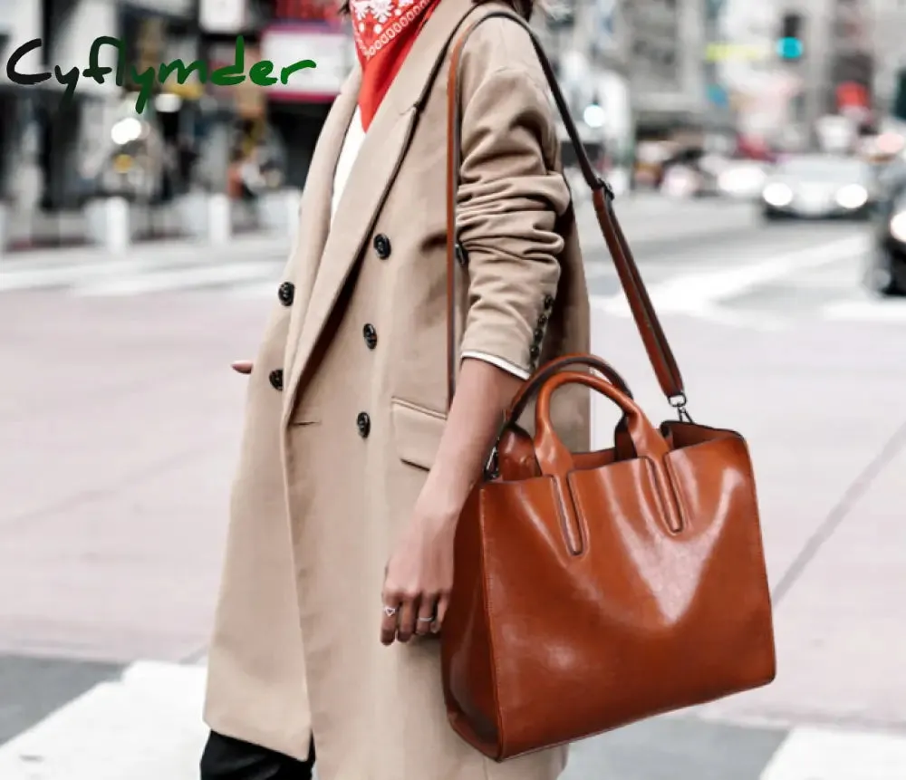 Cyflymder Women Leather Bags Famous Brands Handbag Casual Female Bag Trunk Tote Ladies Shoulder Bag Large Messenger Bag  Large Capacity