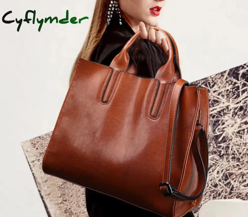 Cyflymder Women Leather Bags Famous Brands Handbag Casual Female Bag Trunk Tote Ladies Shoulder Bag Large Messenger Bag  Large Capacity