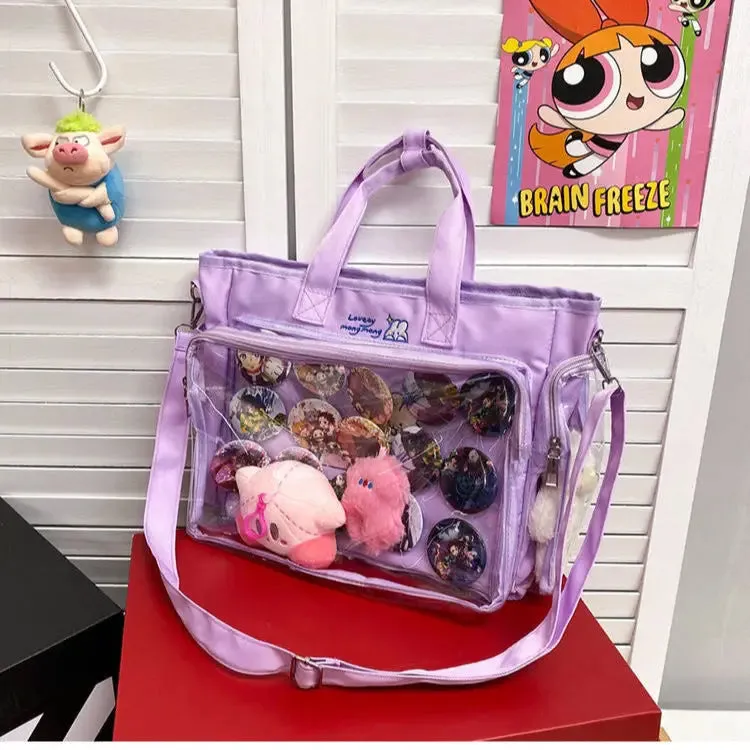 Japanese Cute Big Capacity Jk20cm Baby Bag Female Bar Bag New Student Transparent One Shoulder Cross Body Hand Pain Bag