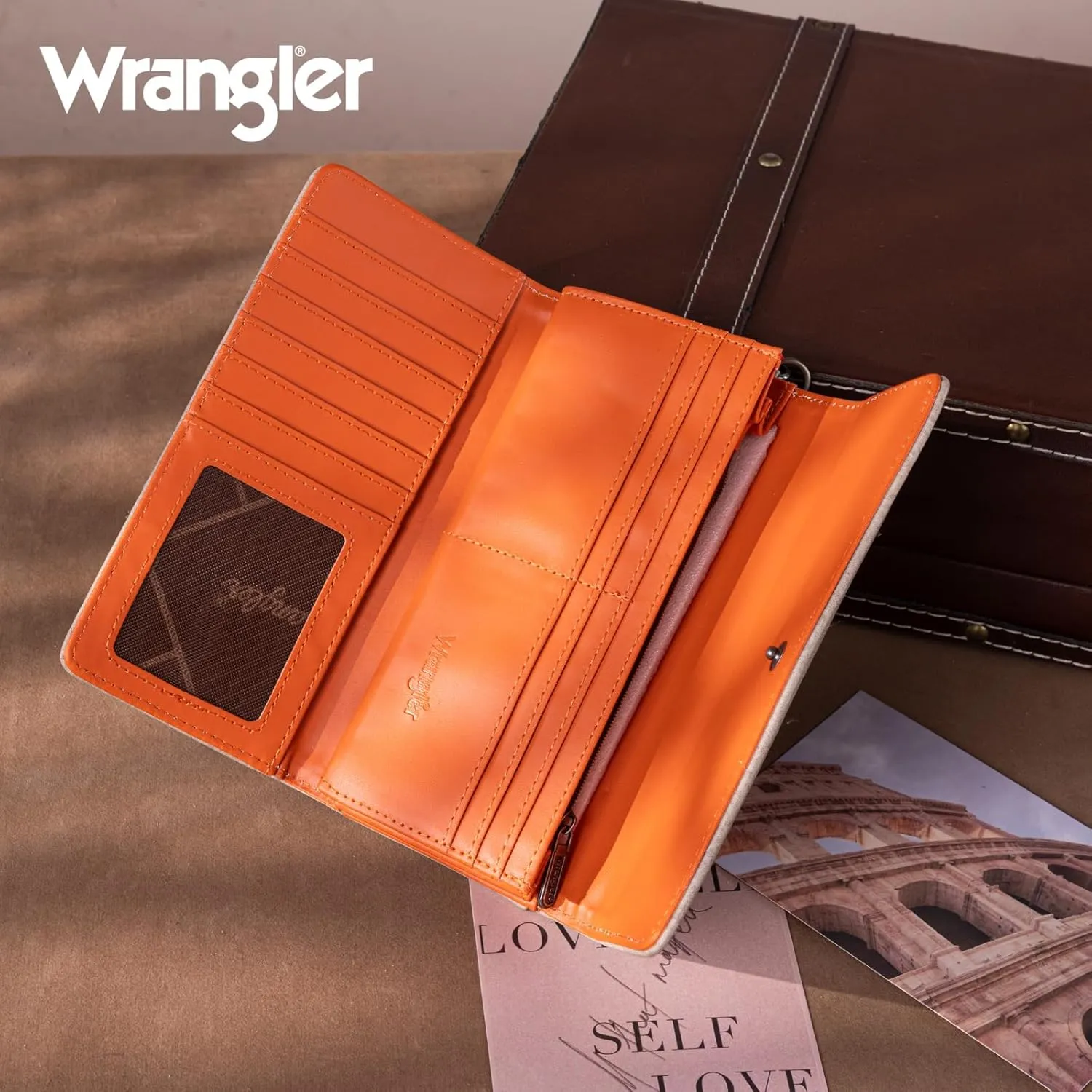 Montana West X Wrangler Wallet for Women Phone Wristlet Wallet Ladies Felame Large Capacity Clutch Wallets with Coin Purse