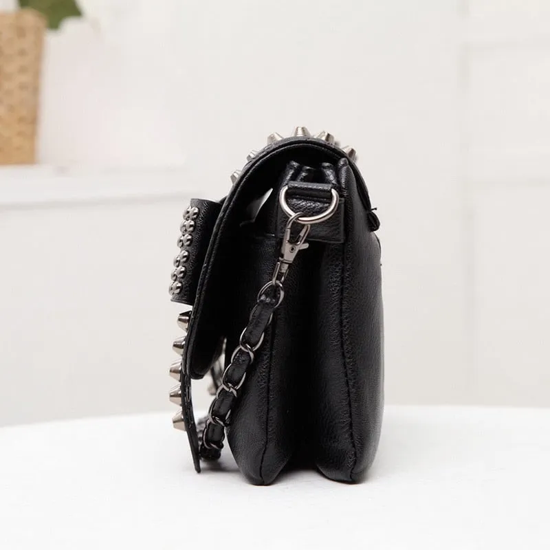 Rivet PU Leather Skull Punk Crossbody Purse