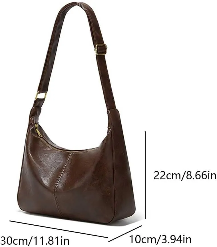 Slouchy Hobo Bags for Women Leather Shoulder Bag Everyday Purse Vintage Slouchy Bag Hobo Purse with Zipper