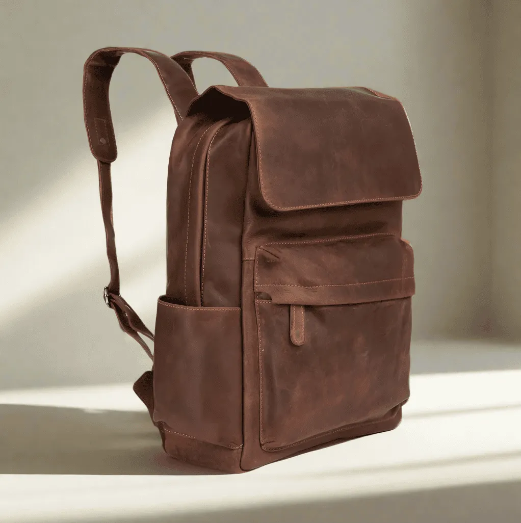 Vintage Leather Backpack Brown