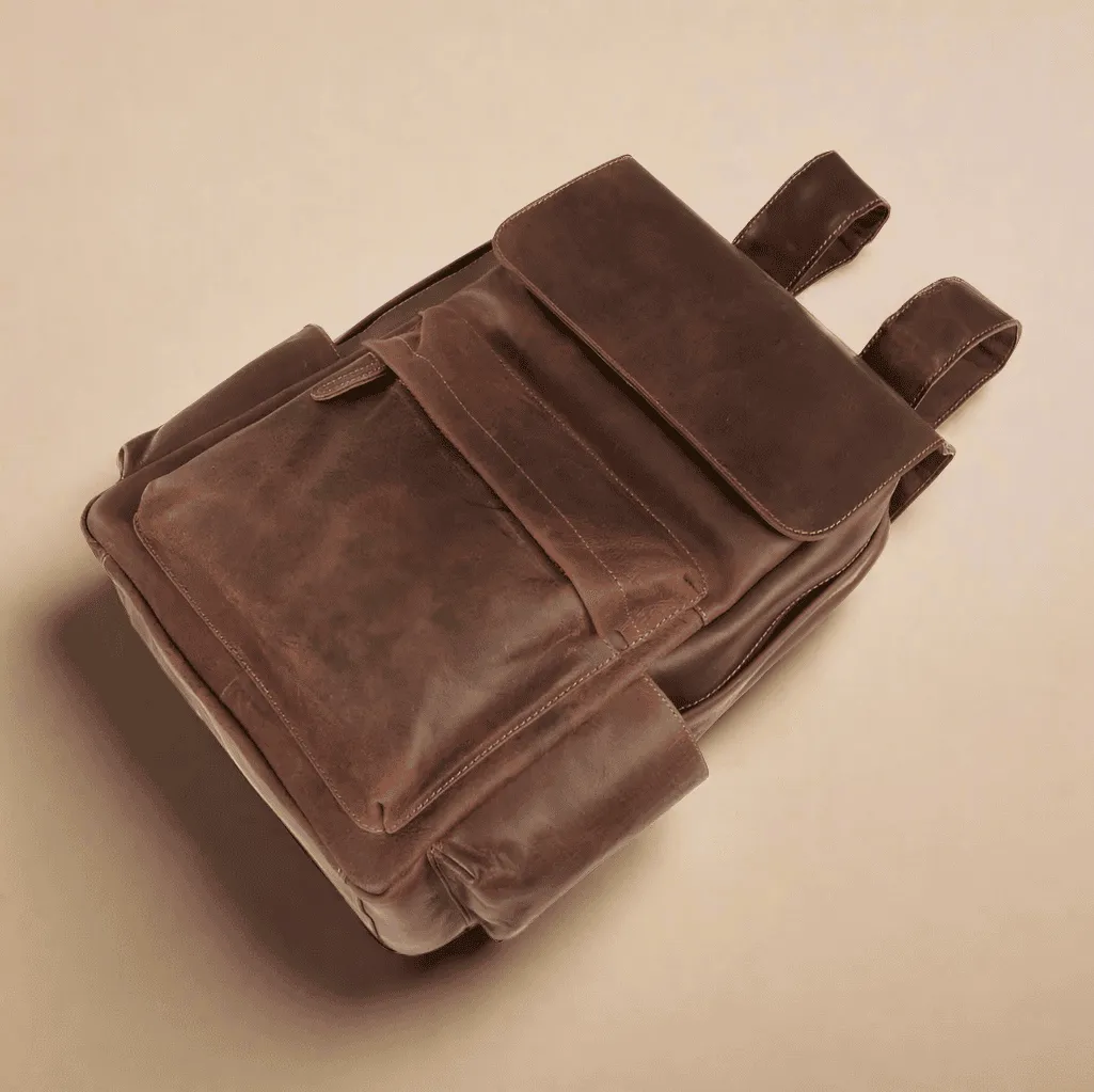 Vintage Leather Backpack Brown
