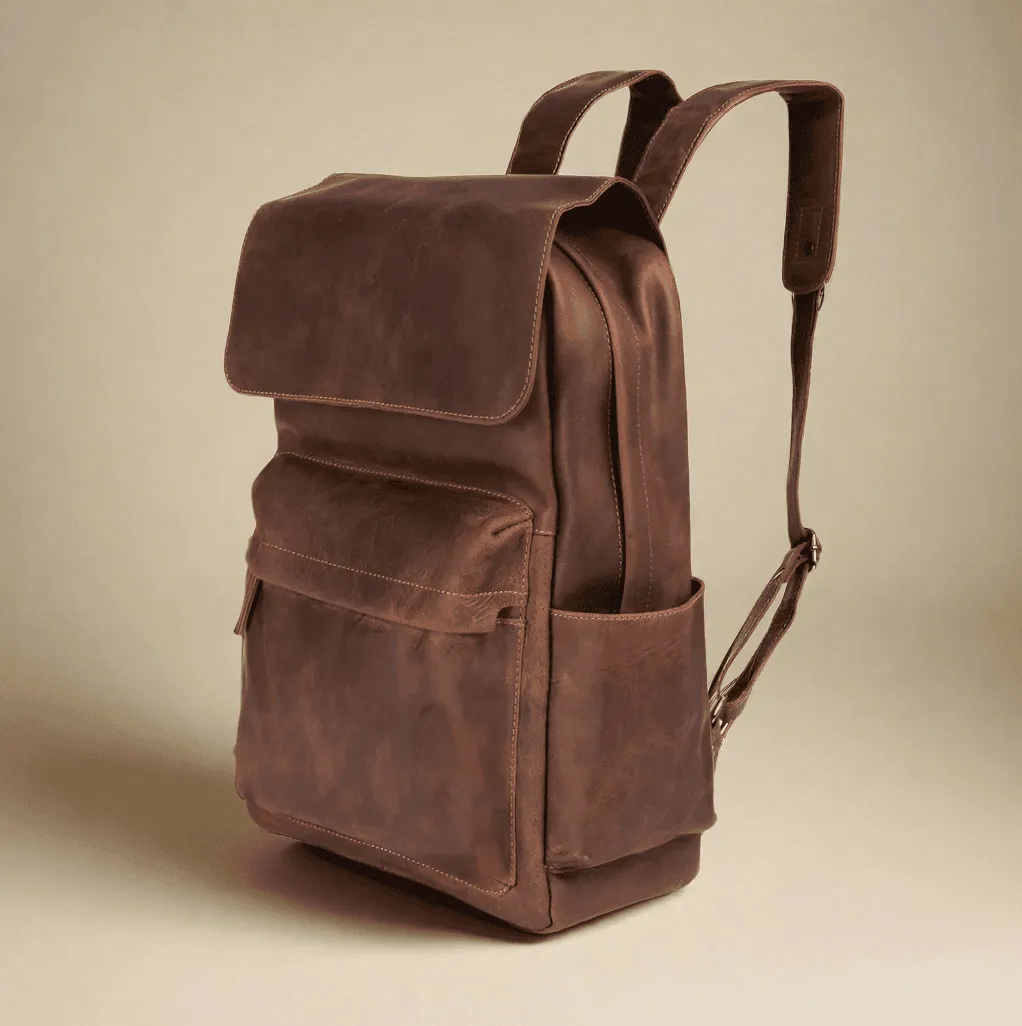 Vintage Leather Backpack Brown